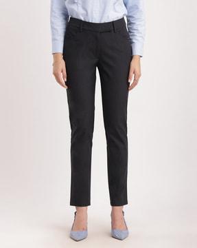 women straight fit flat-front pants