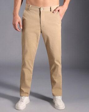 women straight fit flat-front pants