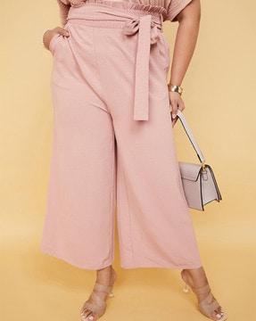 women straight fit flat-front pants