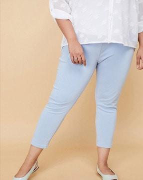 women straight fit flat-front pants