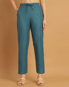 women straight fit flat-front pants