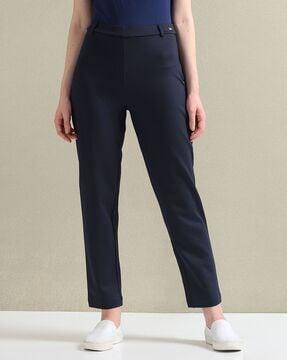 women straight fit flat-front trousers