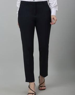 women straight fit flat-front trousers