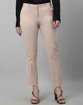 women straight fit flat-front trousers