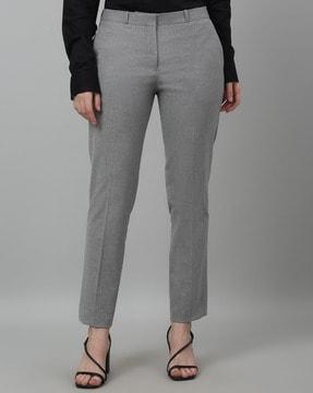 women straight fit flat-front trousers