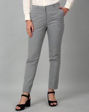 women straight fit flat-front trousers