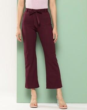 women straight fit flat-front trousers