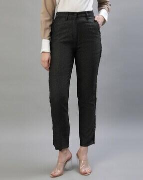 women straight fit flat-front trousers