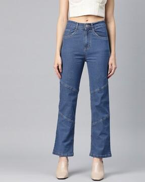 women straight fit jeans with 5-pocket styling