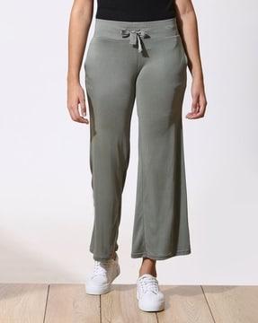 women straight fit pants with drawstring waist