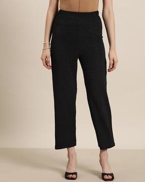 women straight fit pants with elasticated waist