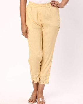 women straight fit pants with elasticated waist