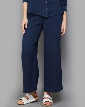 women straight fit pants with elasticated waist