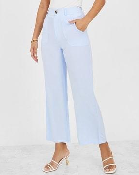 women straight fit pants with front pockets