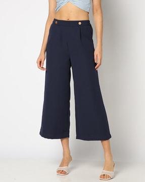 women straight fit pleat-front pants