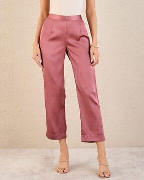 women straight fit pleat-front pants