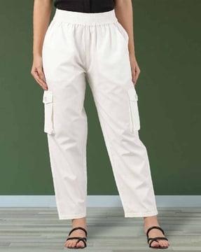 women straight fit pleated cargo pants