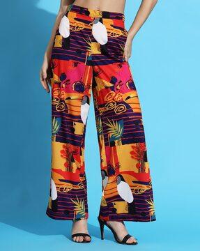 women straight fit printed pants