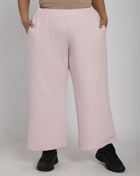 women straight fit track pants with elasticated waistband