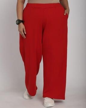 women straight fit track pants with elasticated waistband