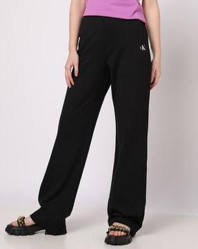 women straight fit track pants with insert pockets