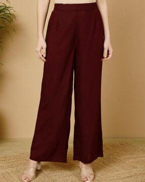 women straight fit trousers with elasticated waist