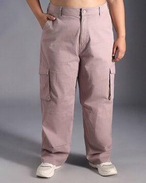 women straight fit trousers with flap pockets