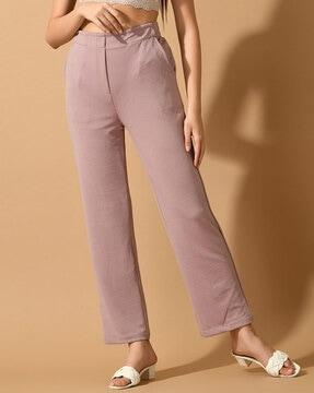 women straight fit trousers with insert pocket