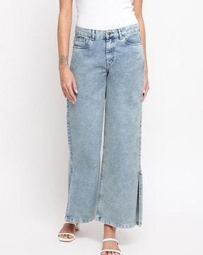 women straight jeans with 5 pocket styling