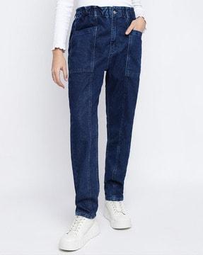 women straight jeans with 5 pocket styling