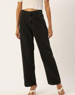 women straight jeans with insert pockets