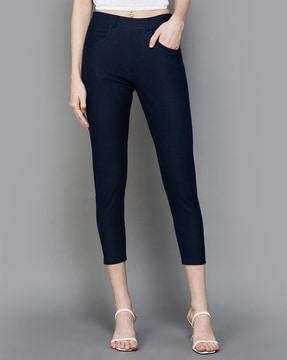 women straight jeggings with slip-pockets