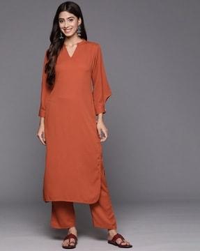 women straight kurta & pants set