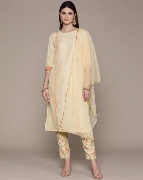 women straight kurta pants & dupatta set