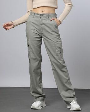 women straight leg trousers with cargo pockets