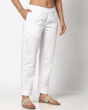 women straight pants with insert pockets