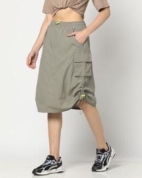 women straight parachute skirt