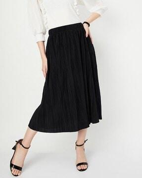 women straight pleated skirt