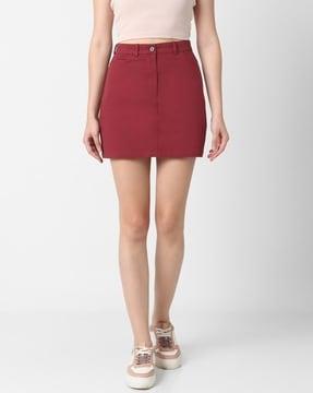 women straight skirt with curve-pockets