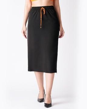 women straight skirt with drawstring waist