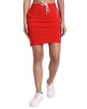 women straight skirt with elasticated drawstring waist