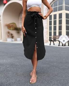 women straight skirt with elasticated drawstring waist