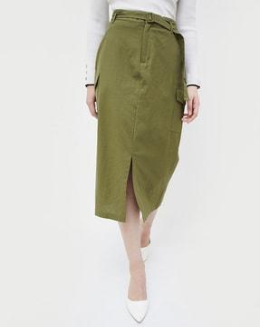 women straight skirt with front-slit