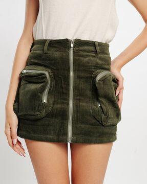 women straight skirt with zipper pockets