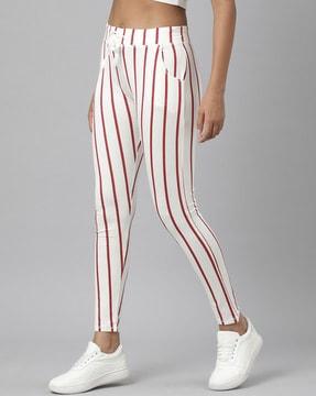 women straight striped track pants