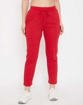 women straight track pant with drawstring waist