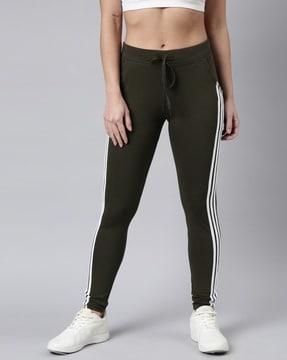 women straight track pants with contrast taping