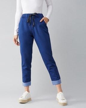 women straight track pants with drawstring waist