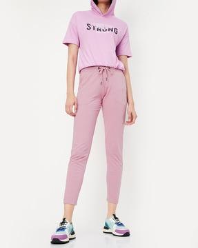 women straight track pants with drawstring waist