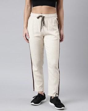 women straight track pants with drawstring waist